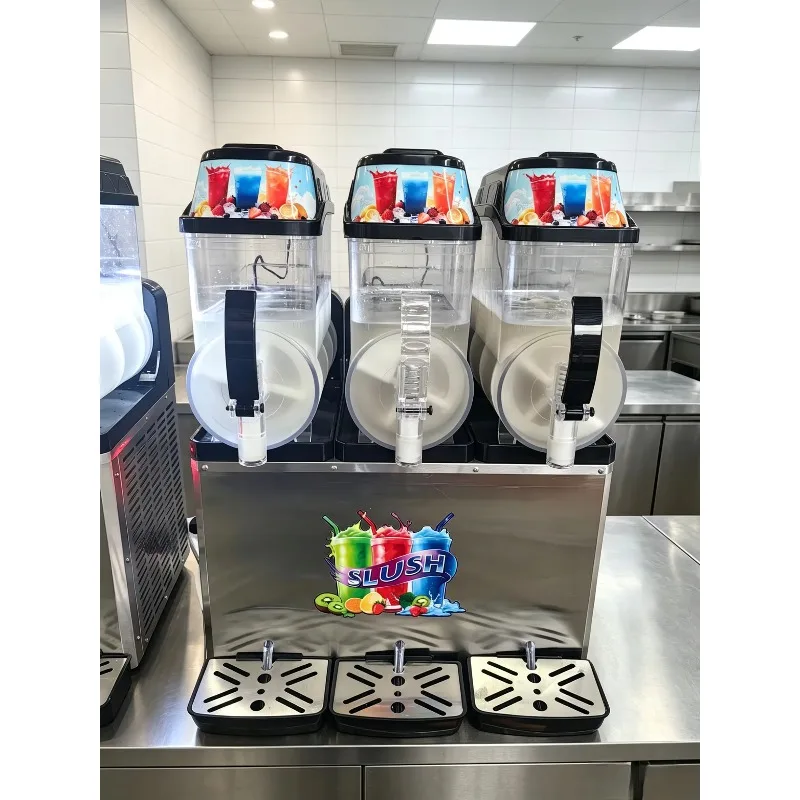 Commercial Electric 3-Tanks Stainless Steel Slush Machine Automatic Frozen Drinks Slushy Machine for Hotels