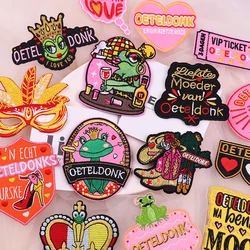 Hot Sell Netherland Emblem Full Embroidered Small Frog Carnival For Netherland Iron On  Patches For Clothing DIY Jackets Hats