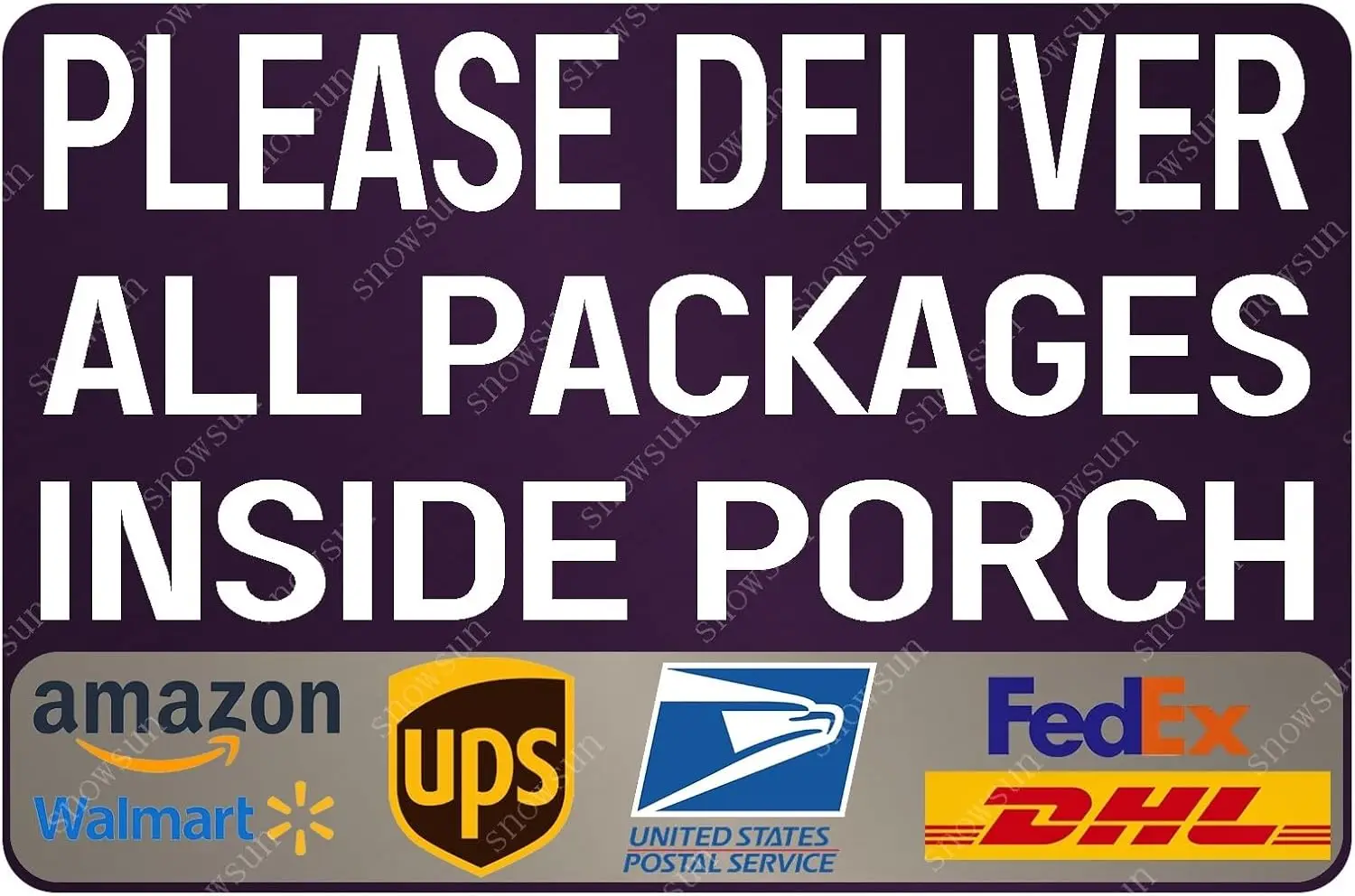 snowsun Delivery Sign Please Deliver All Packages Inside Porch Metal Aluminum Signs Tin Sign for Packages Delivery Box Outdoor U