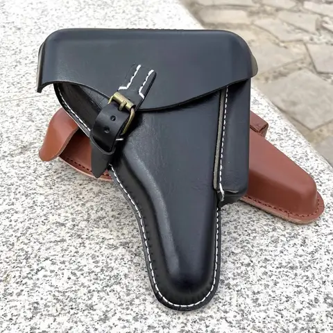 Souvenirs WWII GERMAN OFFICER LEATHER LUGER P08 P38 Black brown HARDSHELL HOLSTER choosable