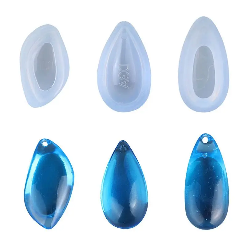 6Pieces Pendant Casting Silicon Mold Teardrop Resin Mould Silicone with Hole Mould DIY Resin Pendant Jewelry Making