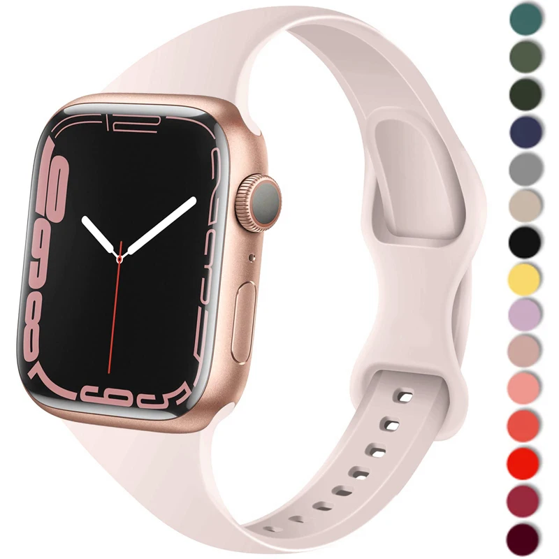 Slim strap for Apple watch band 40mm 42mm 38mm 44mm Silicone wrsitband smartwatch correa bracelet iWatch 7 6 4 3 se 5 45mm 41mm