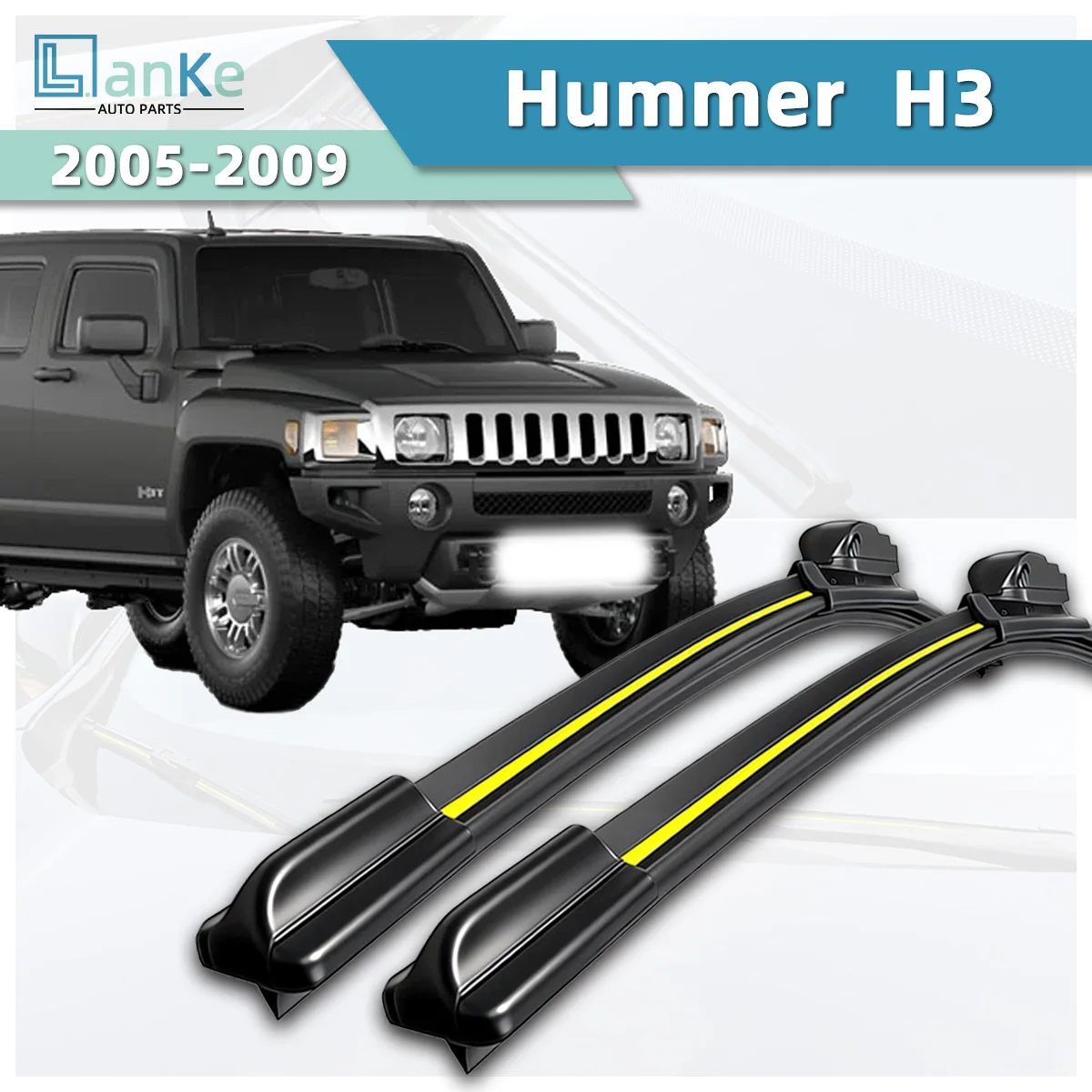 Lanke Wiper Fit For Hummer H3 (2005-2009) Natural Rubber Strip Boneless Silent Car Windshields Front Wiper Blade Auto Parts