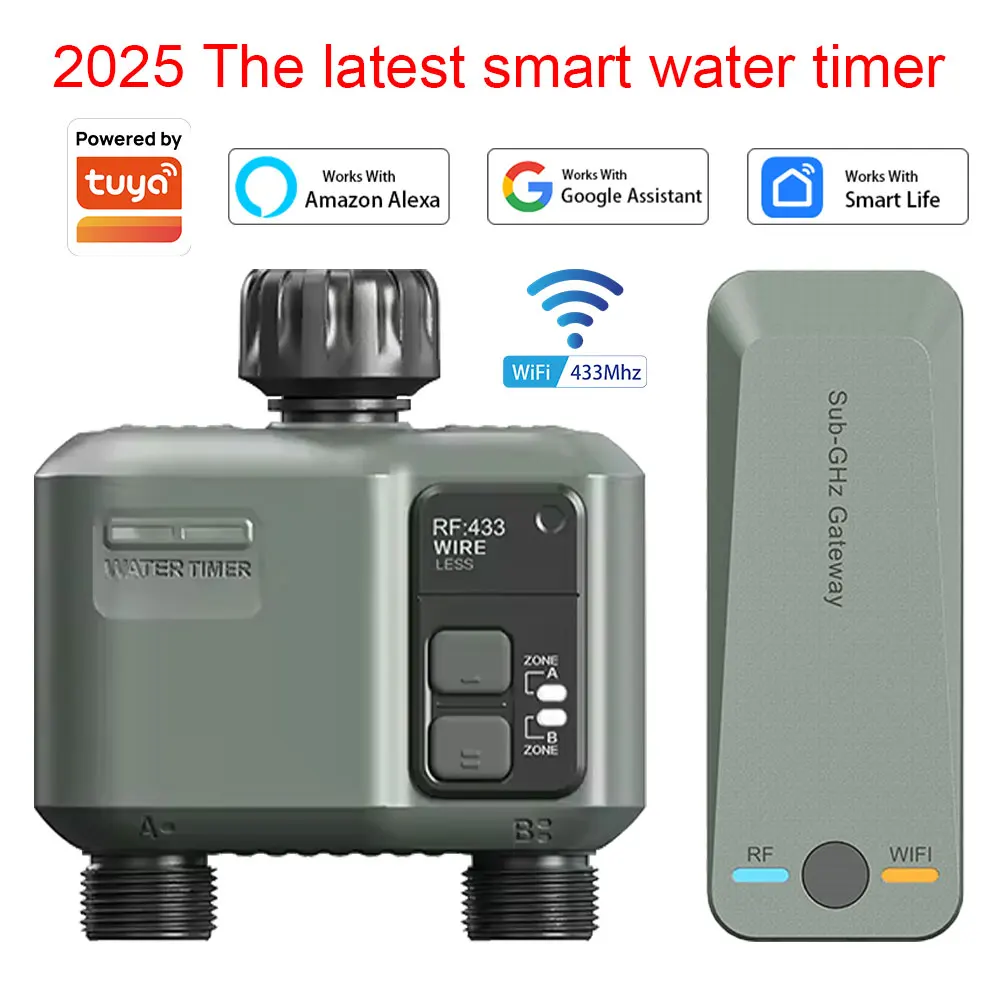 Temporizador de Irrigação Tuya Wifi para Exterior, Temporizador de Água para Mangueira de Jardim, Temporizador Programável com Atraso por Chuva
