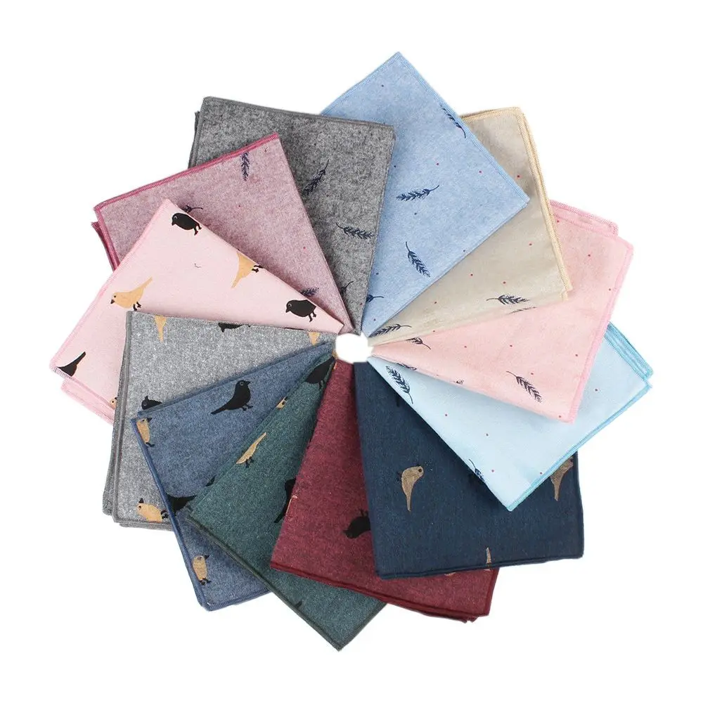 New Style Men's Hankerchief Scarves Tender Cotton Hankies Pocket Square Handkerchiefs Fashion Flower Wedding Accessories Gift