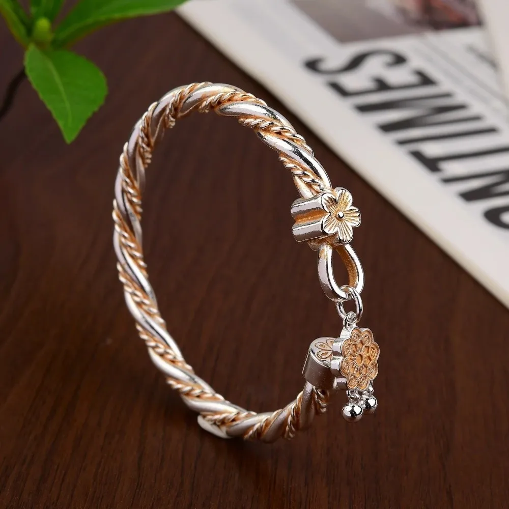 العتيقة النمط الصيني سوار رائعة أنيقة سوار مفتوح النمط التقليدي قابل للتعديل العجين المقلي التقلبات سوار