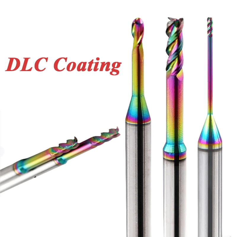 

Carbide End Mill HRC60 3Flute Tungsten Milling Cutter Cnc Router Long Flute Endmills 1mm 1.5mm 3mm Seven Colors for DLC Aluminum