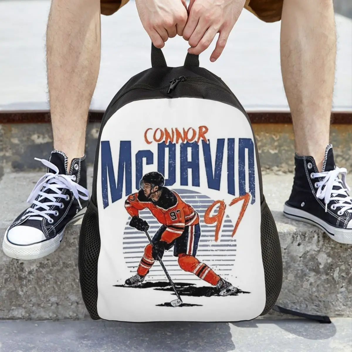 Connor McDavid 97 For Edmonton Oilers Fans Backpack Hot Sale Daypack Kids BookBag School Bag Shoulder Bags for Men Women