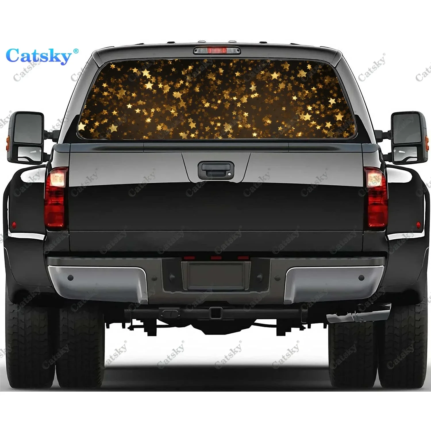 

Gold Stars Shining Brightly Rear Window Decal Fit Pickup,Truck,Car Universal See Through Perforated Back Windows Vinyl Sticker