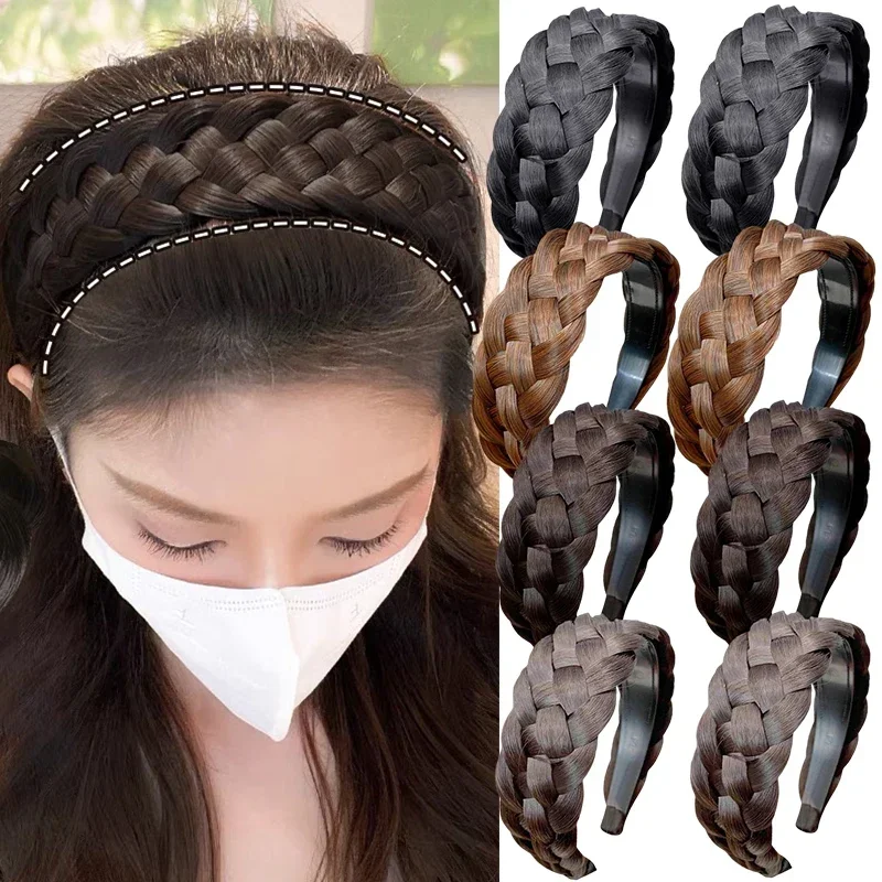 Twist Wig Headbands For Women Wide Fishbone Braids Hairbands Handmade Head Hoop Hair Styling Hair Band Headwear Accessories Gift