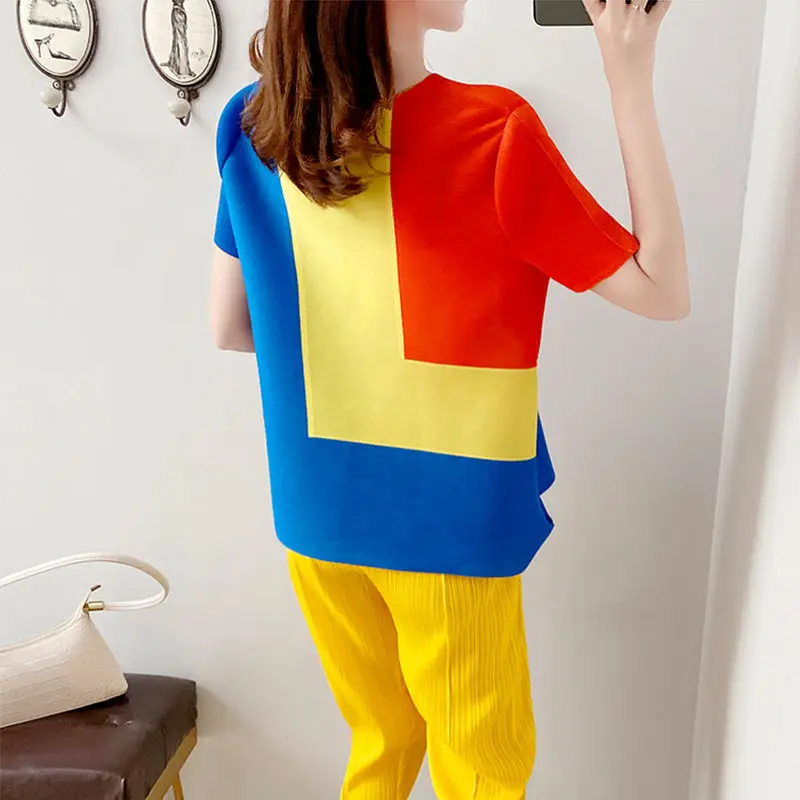 Pleated Top 2023 Summer New Short Sleeve Casual T-shirt t shirt women oversized t shirt korean shirts for women