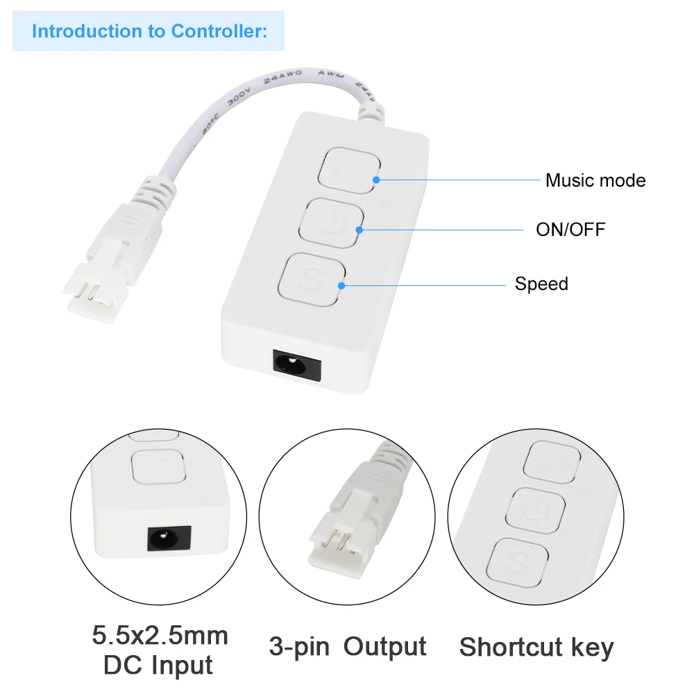 FOB COB WS2811 WS2812B LED Strip Controller Music Bluetooth App for WS2812 Addressable LED Dimmer Wifi Alexa Google DC 5V-24V