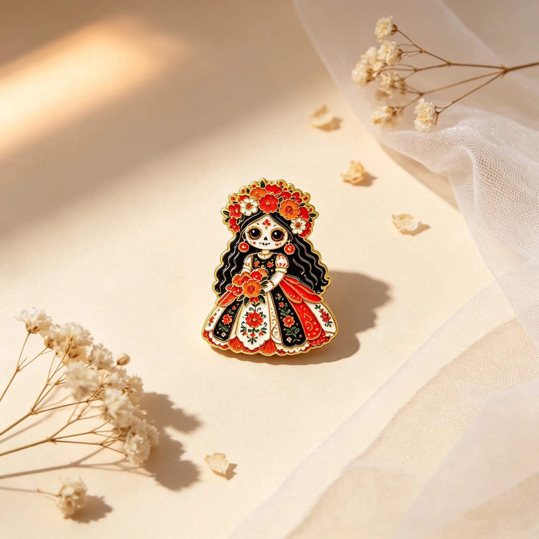 Mexico Day of the Dead Enamel Pin Kawaii Lapel Bag Pins Ethnic Style Girl Badges Brooch for Clothes Jewelry Gifts for Friends