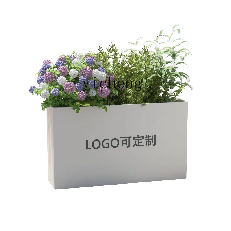 

Tqh Outdoor Iron Flower Box Partition Fence Balcony Courtyard Rectangular Planting Box Commercial Street Square