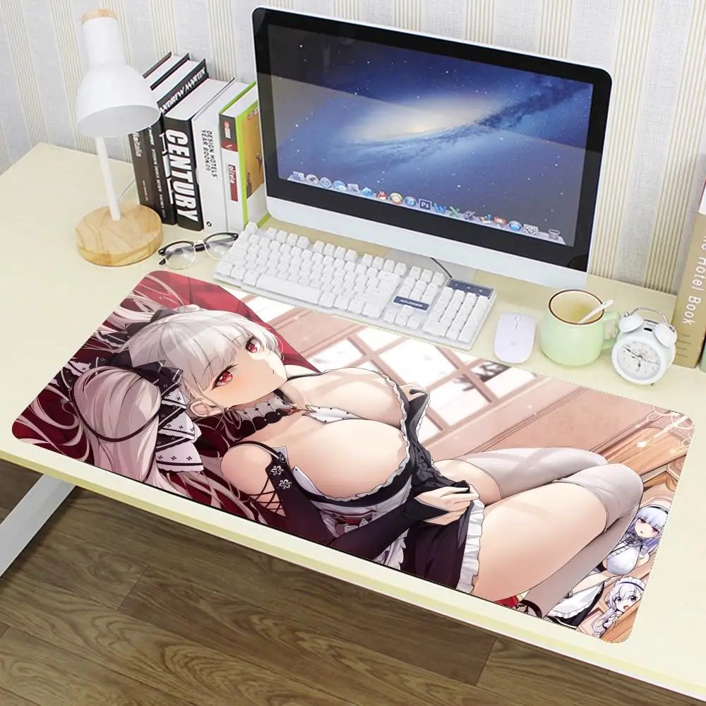 Azur Lane-alfombrilla de ratón estética Hentai Girl, escritorio de Anime grande, escritorio de lujo, teclado de juegos de dibujos animados, cojín de computadora de oficina