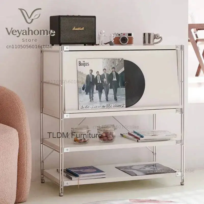 Chest Magazine Storage Stainless Drawers Steel Living of Room Cabinet Display Home Furniture Showcase Crack Shelves 수납장 캐비넷