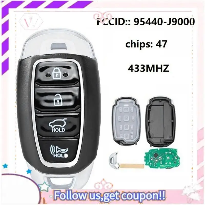 

Easy To Use Remote Control Smart Card Remote Control Car Key 95440-J9000 433.92Mhz ID47 TQ8-FOB-4F18 For Hyundai Kona