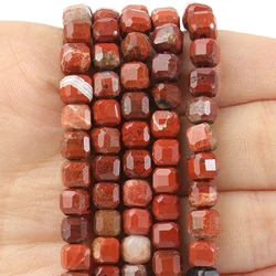 5mm Cube Beads Natural Red Jasper Faceted Square Shape Beads for Jewelry Making Diy Bracelet Necklace Beading Accessories