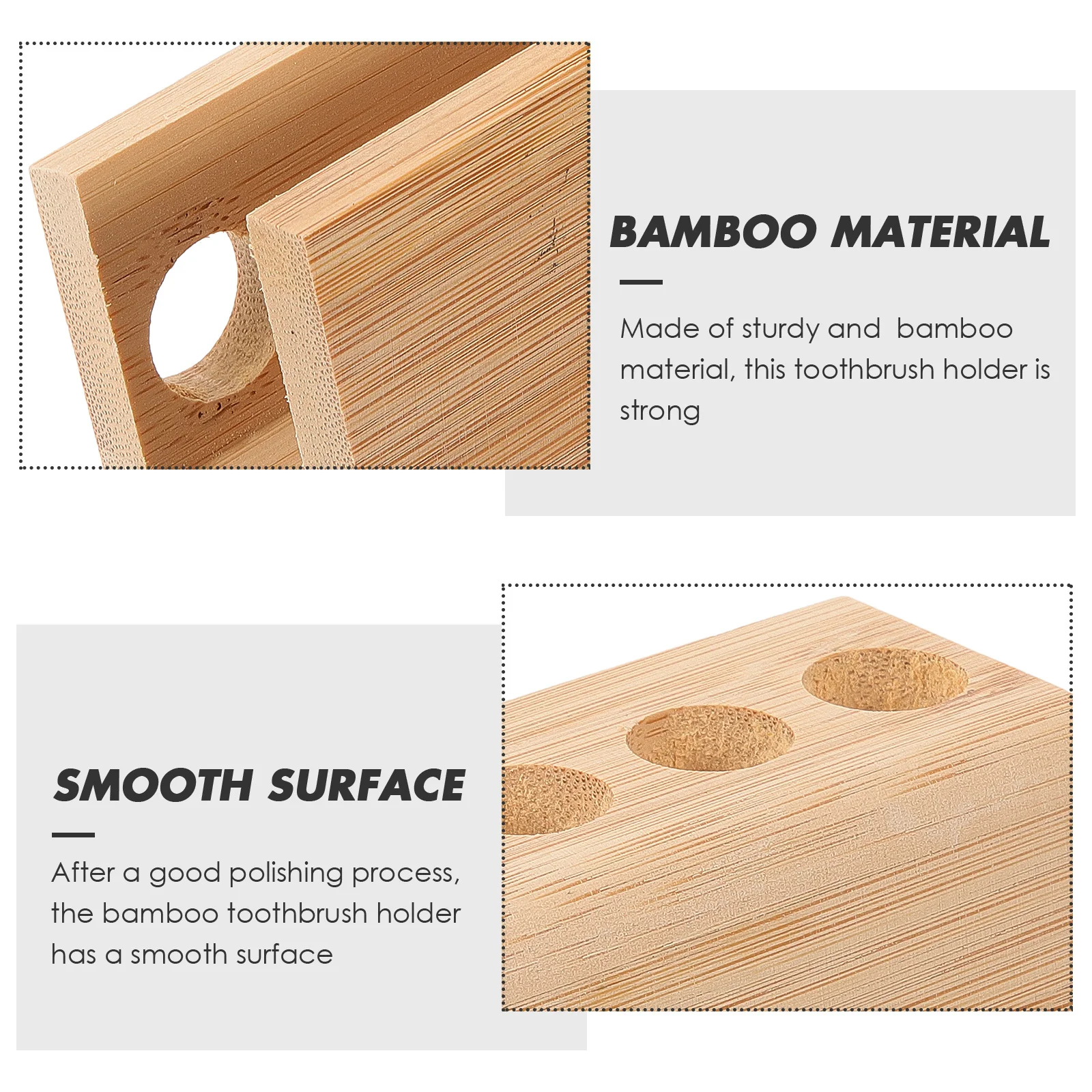 Bamboo Toothbrush Holder 4-Grid Countertop Organizer Storage Rack For Bathroom Desk Brushes Pens Pencils