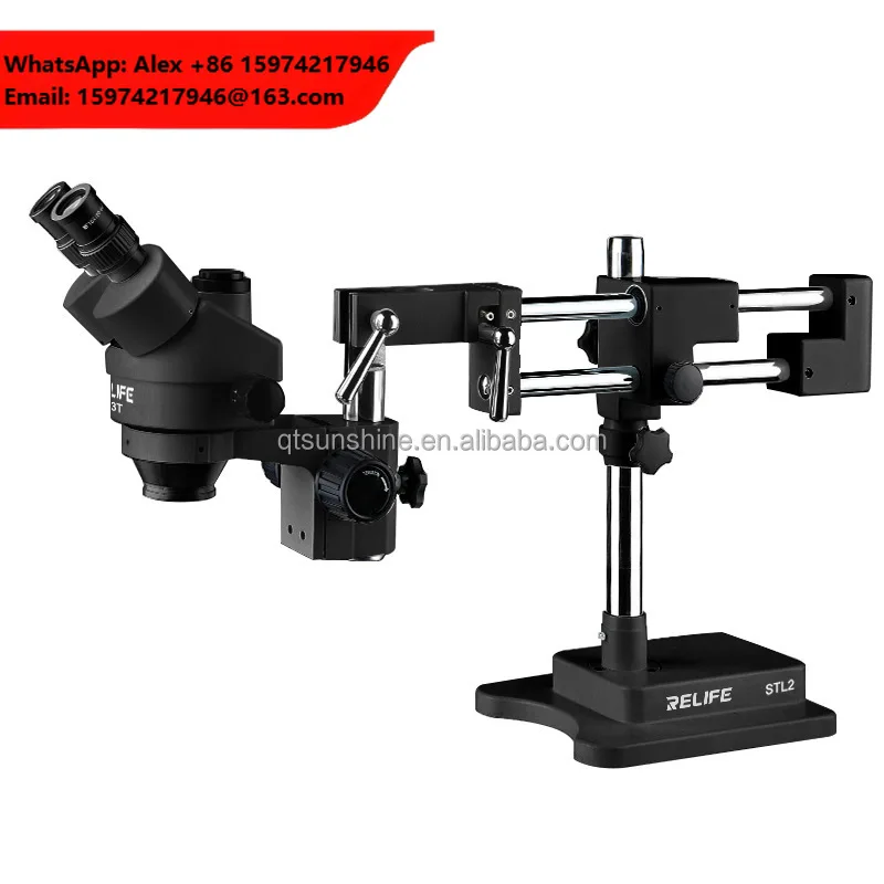 QTS Trinocular HD Stereo Microscope With Universal Stand Continuous Zoom Connectable To Computer Monitor Mobile Phones (Black)