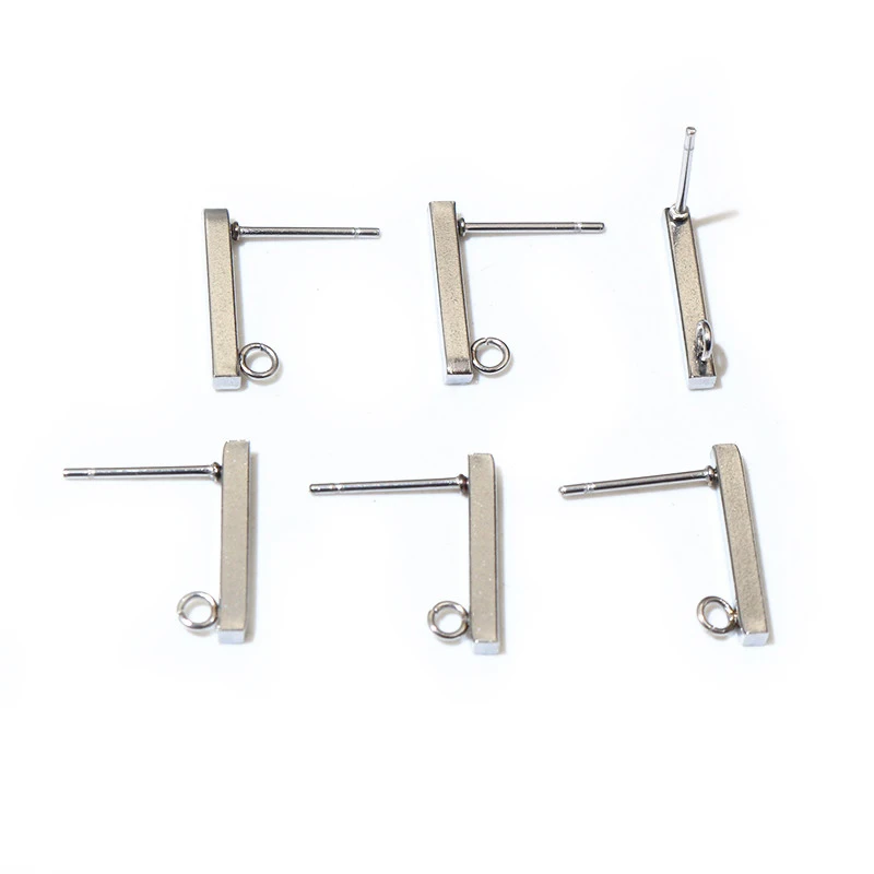 20pcs 10mm 15mm Stainless Steel Earring Hooks Bar Tube Stud Earrings Ear Wires Connector DIY Jewelry Making Findings Supplies