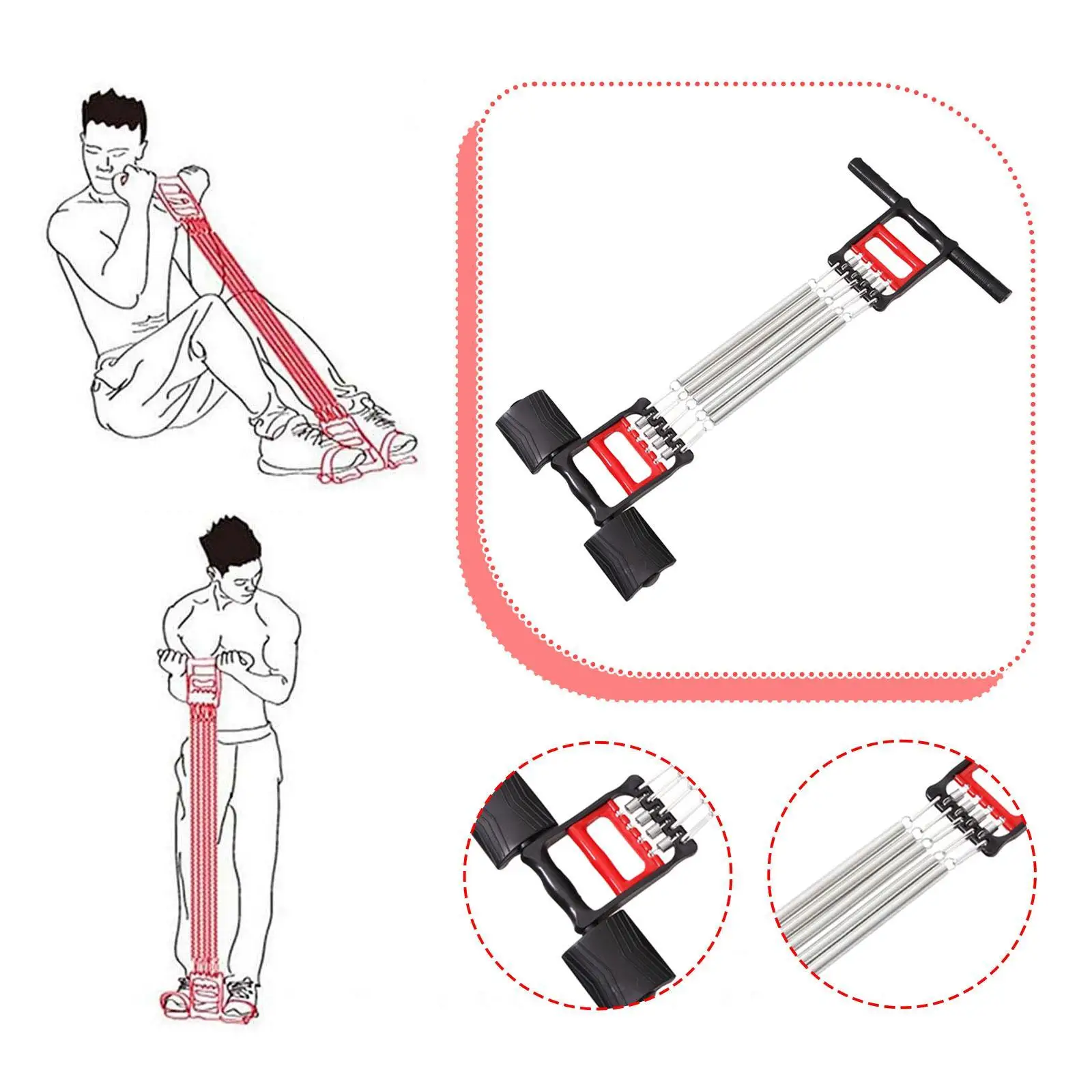 Spring Chest Expander Ergonomic Handle Pull Up Bar Strength Training Tool for Yoga Fitness Chest Exercises Equipment