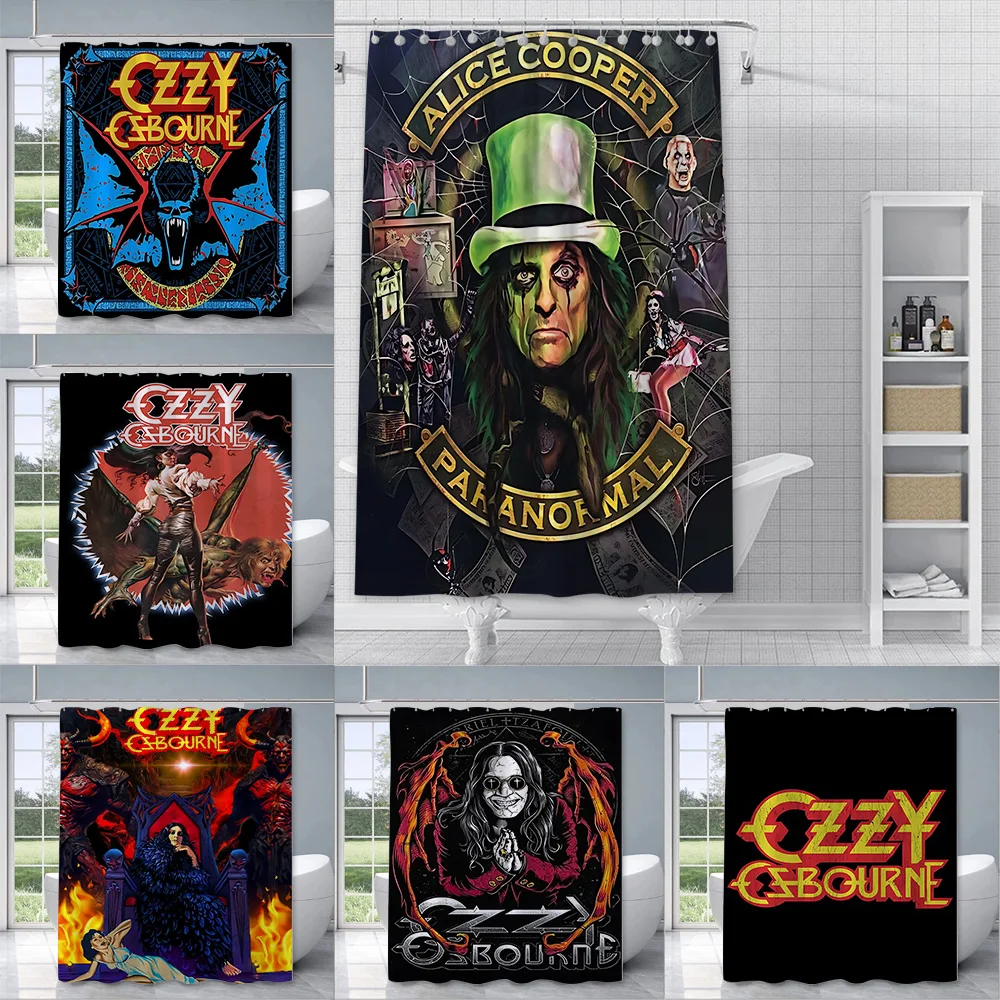 Shower Curtain Waterproof Polyester Fabric Paint Colorful Bath Curtains Ozzy Osbournes Retro Home Bathroom Decor With Hook