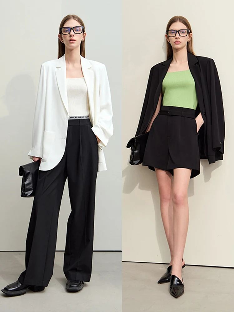 아미 미니멀리즘 블레이저 여성용 2025 봄 신상 노치드 UV 쿨 센스 포멀 브로드 숄더 루즈 솔리드 여성 코트 12441172