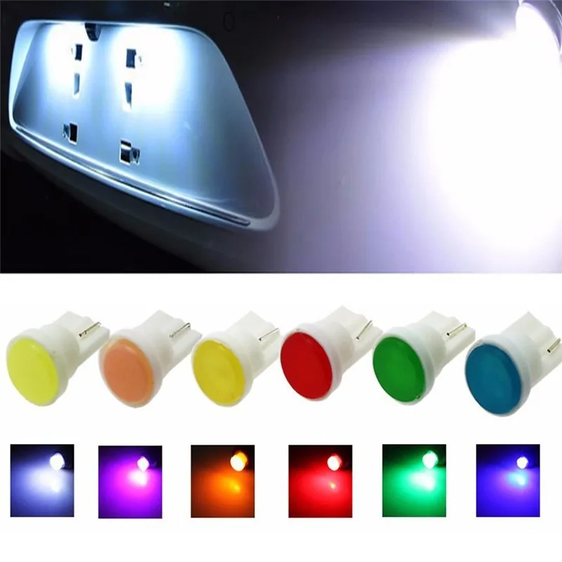 

10pcs COB T10 W5W 194 168 Side Marker Car LED Bulb White Red Blue Green Auto Wedge License Plate Lamp Dome Lights 12V