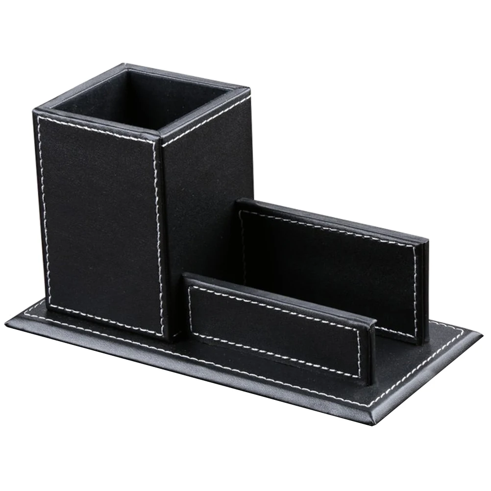 

Pen Holder Business Card Nice Pu Holders Stand Office Supplies Organizer Desktop for