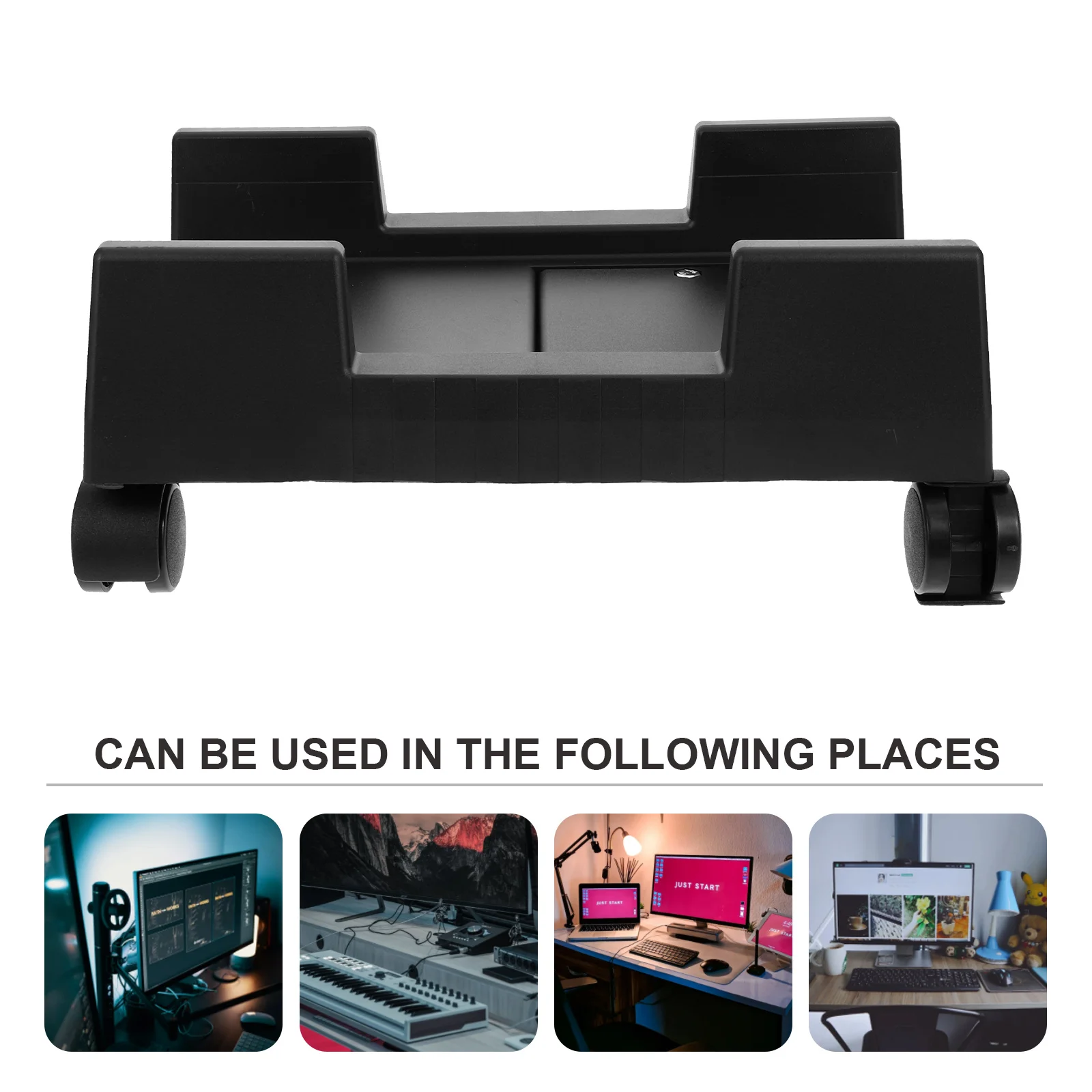 

Movable Computer Tower Bracket Plastic Cpu Holder With Wheels Radiating Holes Heat Dissipation Desktop Stand For Household