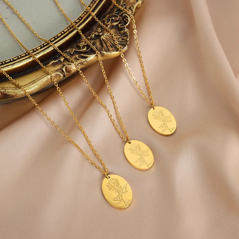الفولاذ المقاوم للصدأ قلادة زهرة قلادة مطلية بالذهب سلسلة خمر مجوهرات سانت مايكل نورس الذئب مخلب رمز الملحقات