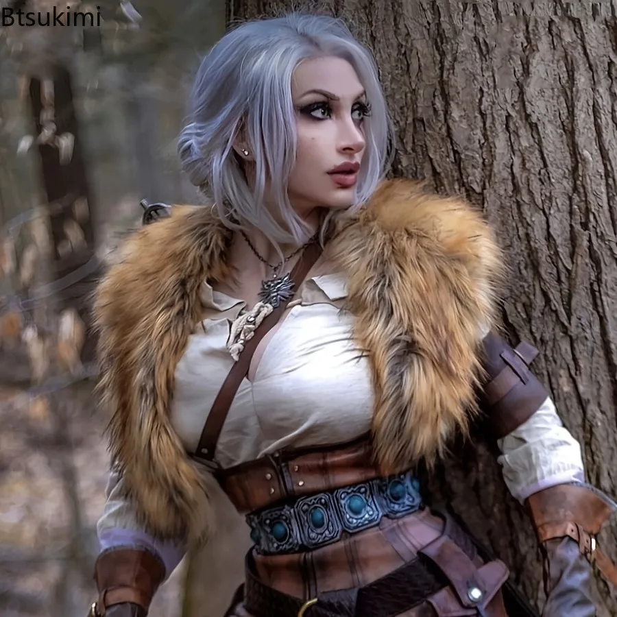 

Fur Collar Winter Clothing King Warrior Cloak Viking Fur Shawl Medieval Warrior Artificial Fur Cloak Halloween Cosplay Costume