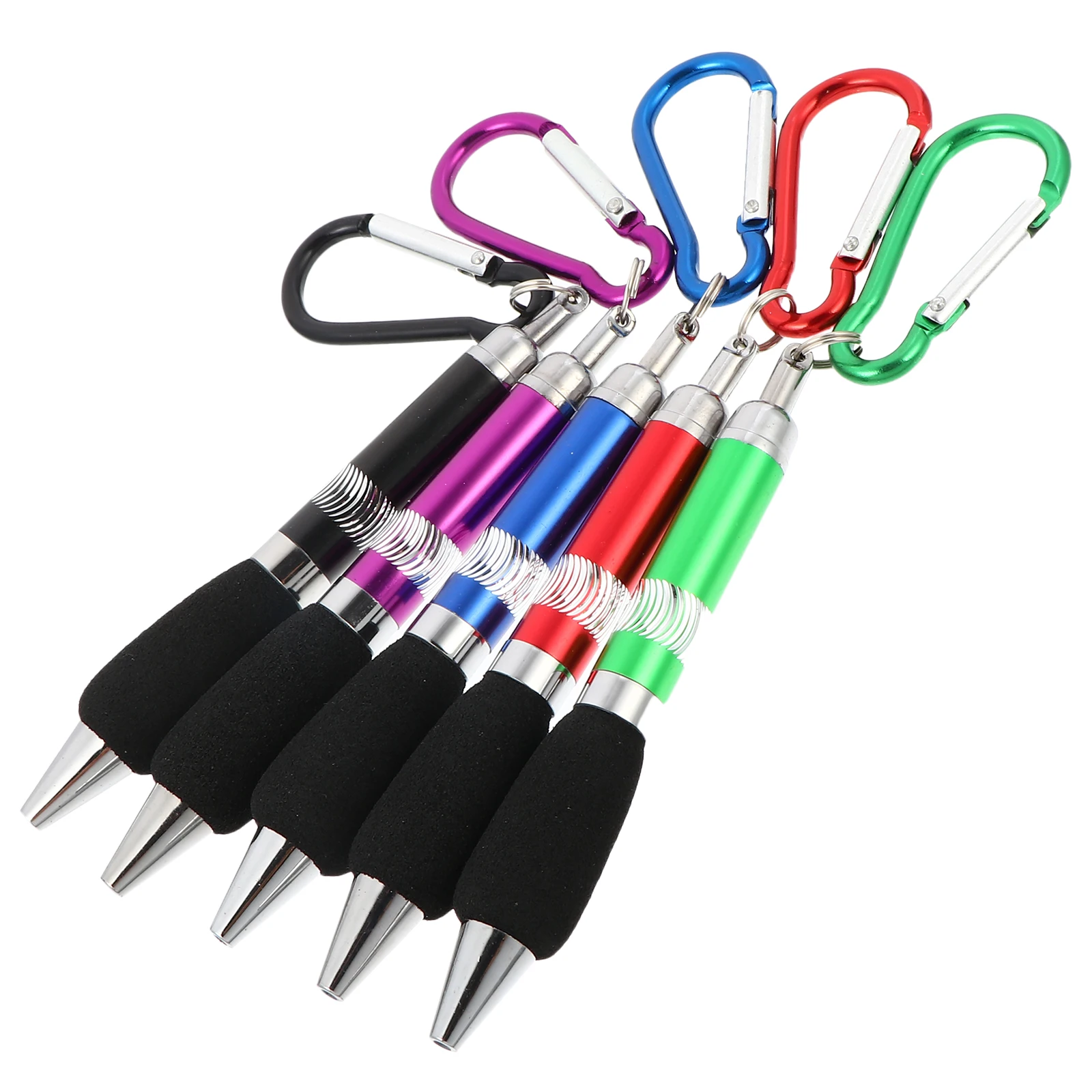 

5pcs Metal Ballpoint Pen Keychain Carabiner Climbing Hook Durable Hard Plastic titanium student portable pocket belt