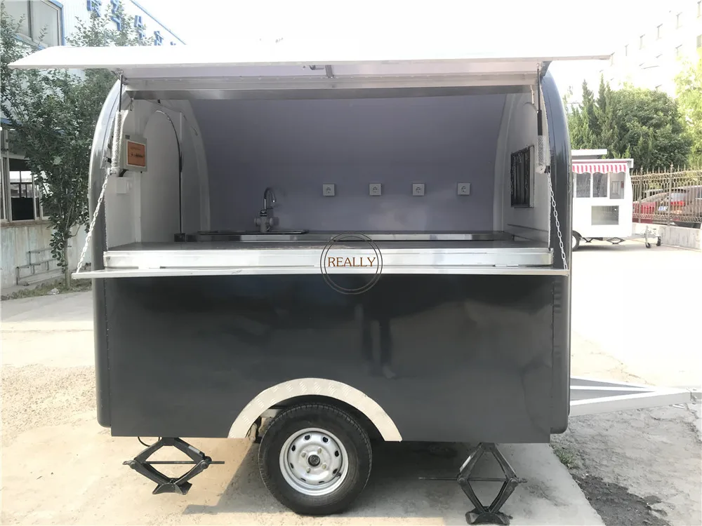 Verdure Tipo retrò Rimorchio mobile per alimenti Caffè Pizza Camion Cupcake BBQ Può aggiungere congelatore Friggitrice Spremiagrumi