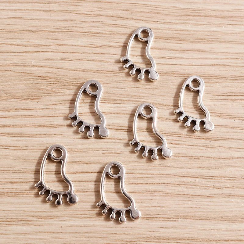 Tusember 50 Stück Legierung 10*14mm Niedliche Baby-Fußabdruck-Anhänger für Halsketten Ohrringe Handgemachte Modeschmuck-Herstellung Anhänger – Detail 10