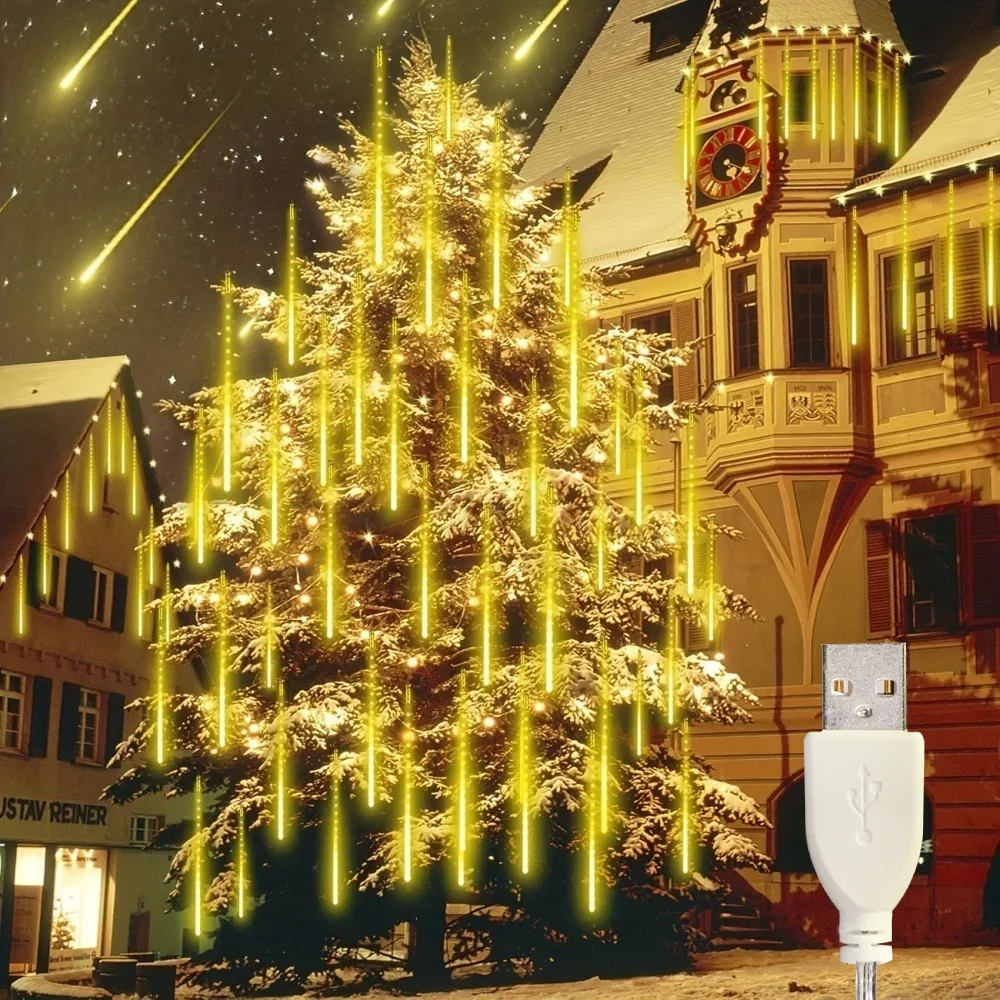 8-buizen LED meteorenregen kerstverlichting vakantie buiten bruiloft tuin kerstboom thuis kamer decoratie USB-bediend