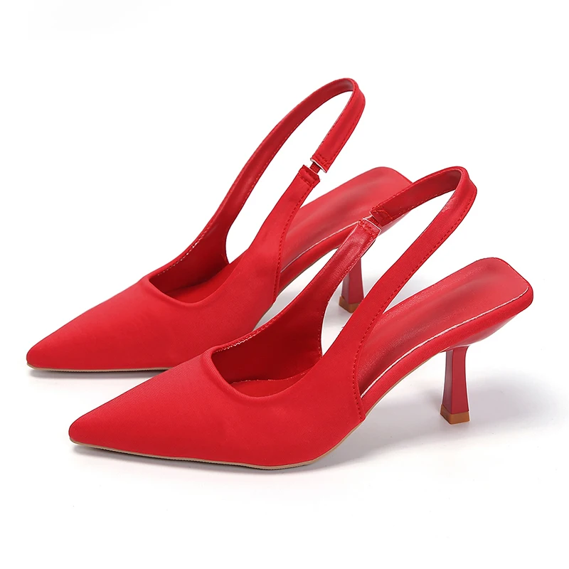 Sweet Ladies High Heel Sandals Luxury Designer 2025Summer New Slingback Sandals Pointed Sexy Party Dance Stilettos Zapatos Mujer