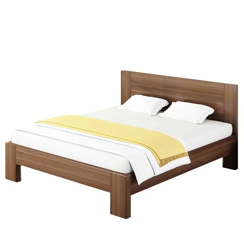 

Solid wood bed simple modern master bedroom double bed small apartment children's room single bed rental room 1.2 meters