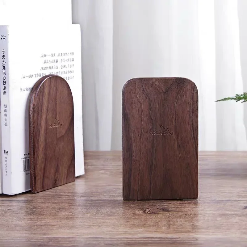 Natureza Madeira Desktop Bookends, Book Organizer, Book Ends, Stand Holder, Prateleira, Escritório, Casa