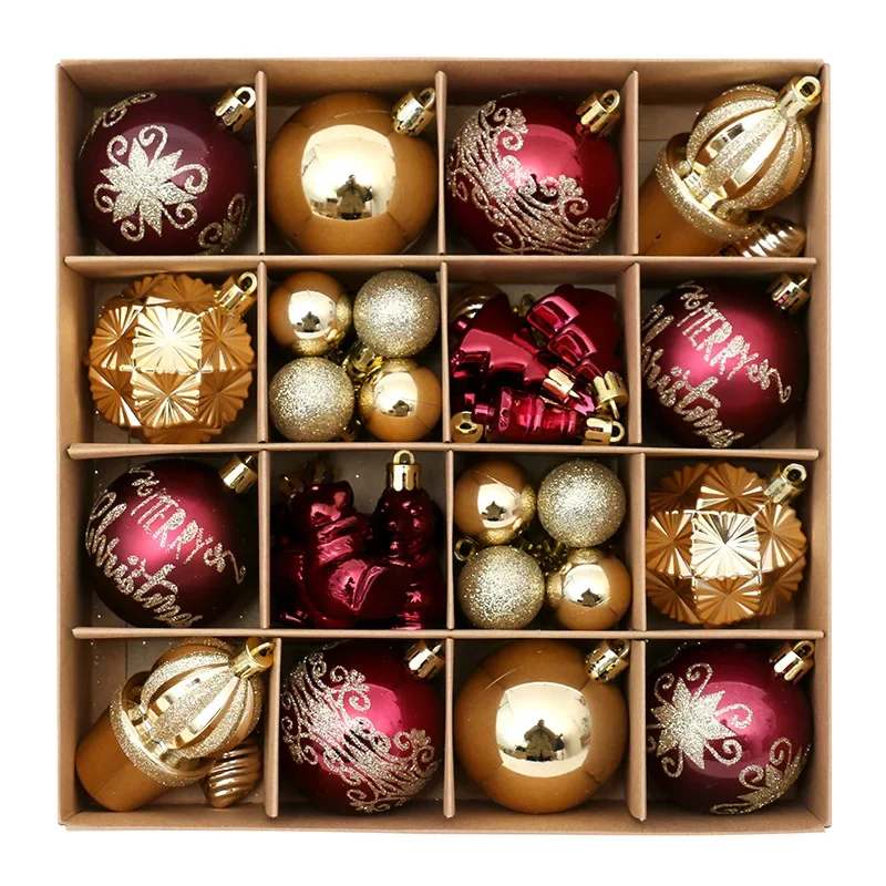 42Pc Christmas Balls Exquisite Champagne Rose Gold Decorative Ball Christmas Tree Hanging Ornament Christmas Holiday Party Decor