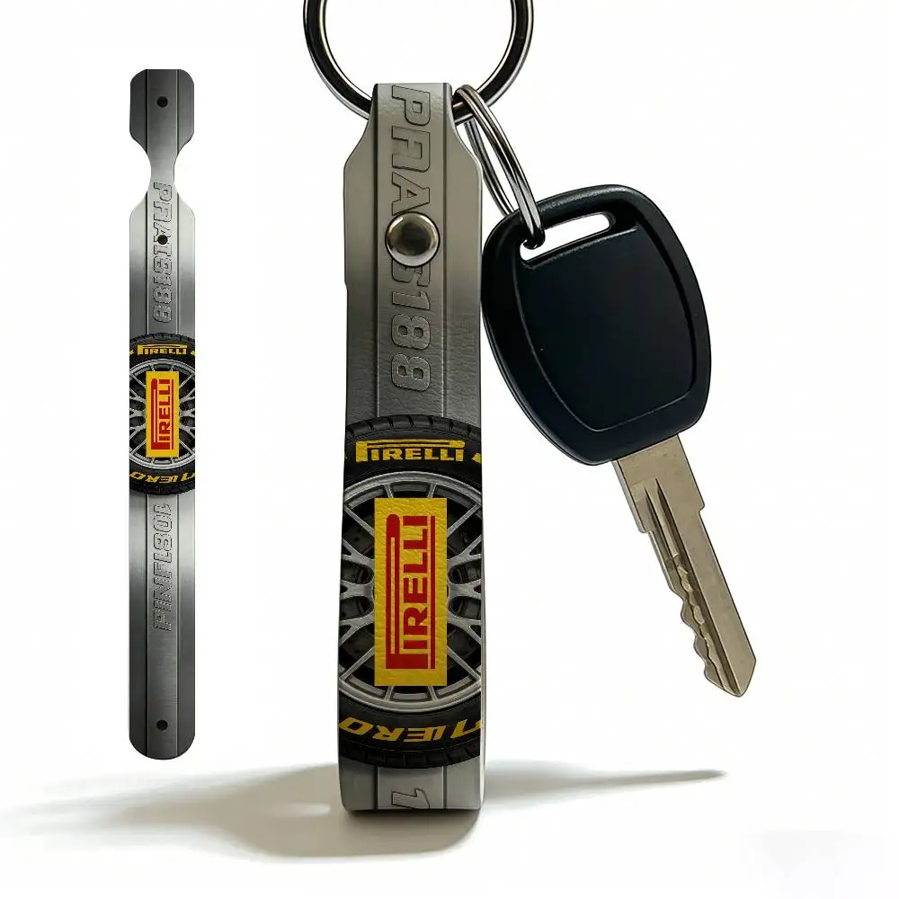 For Logo PIRELLI High Quality PU Leather Moto Keychain Vintage Style Key Pendant For Scooter Motocross