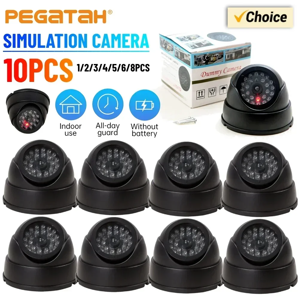 LED Red Light Dome Home Security Surveillance Cameras Simulation Burglar Alarm Security Cameras 1-10PCS Dummy Fake Camera with