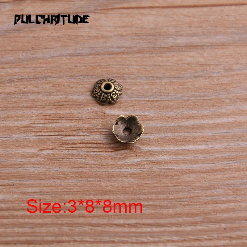 100pcs 3*8*8mm Two Color Bead Caps Charm Hollow Flower Letter Pendants Jewelry Accessories DIY Receptacle Charms