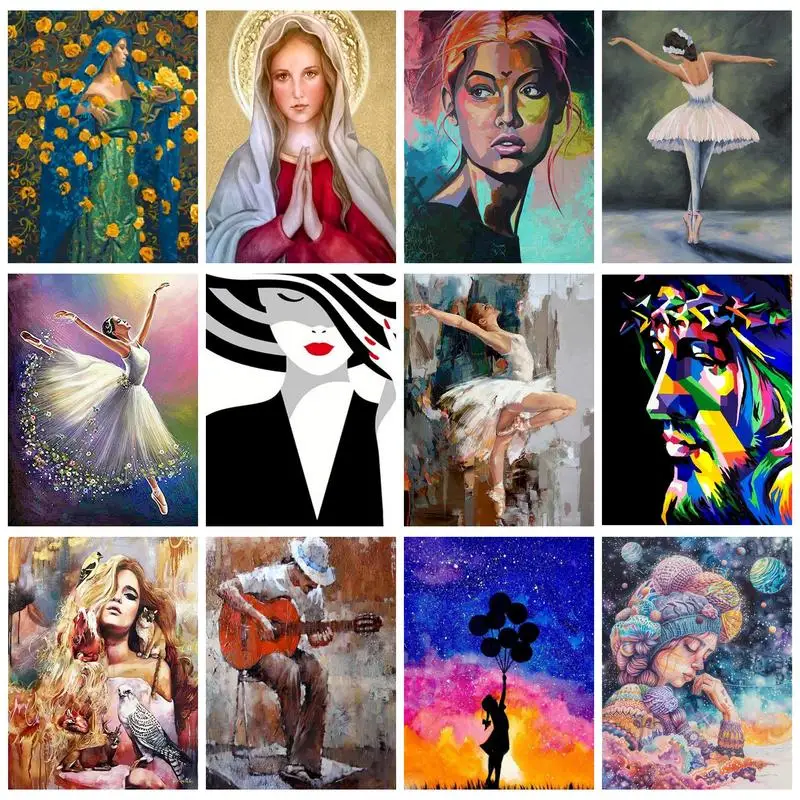 PhotoCustom Women DIY Painting By Numbers Modern Wall Art Picture Coloring By Numbers Unique Gift Paint By Numbers