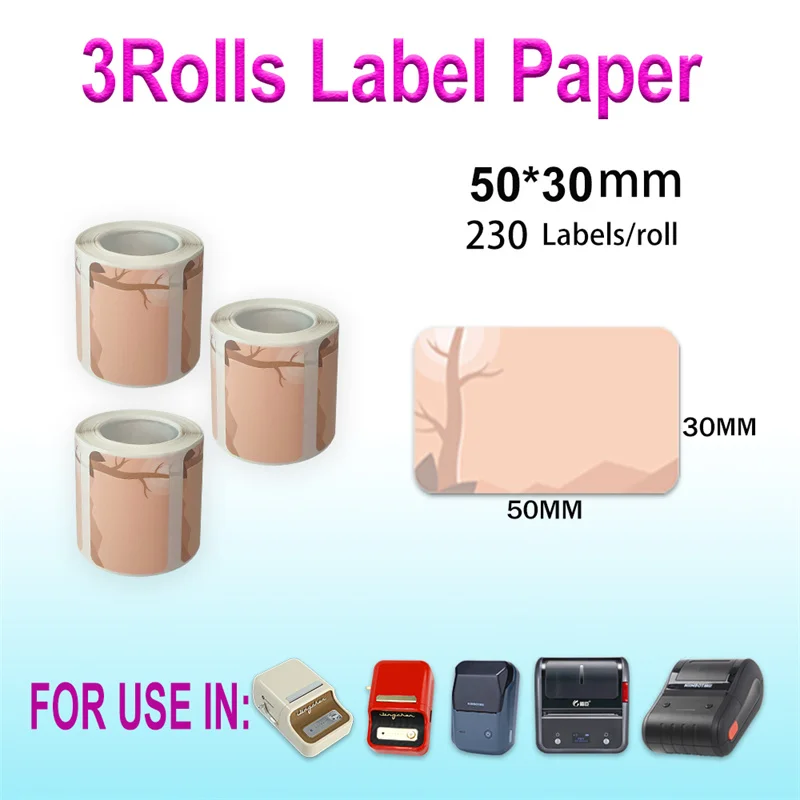 Rollo de papel de etiquetas térmicas duales HD, pegatinas autoadhesivas, papel de etiquetado inalámbrico sin tinta BT para IOS y Android, rollo de reemplazo de impresora