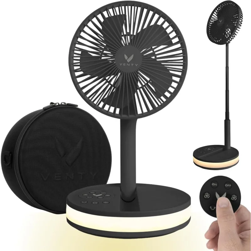 Ventilador portátil inalámbrico con batería, tiempo de funcionamiento de 48 horas, 16000MAH, recargable, oscilante, Control remoto y LED