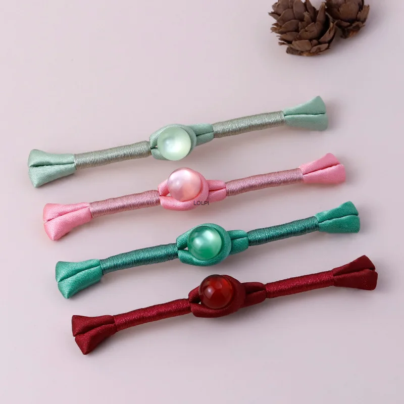 

Chinese Style Jade Winding One Line Plate Buckle Congsam Tang Clothing Pearl Buckle Ad Hanfu Button Ethnic Decoration