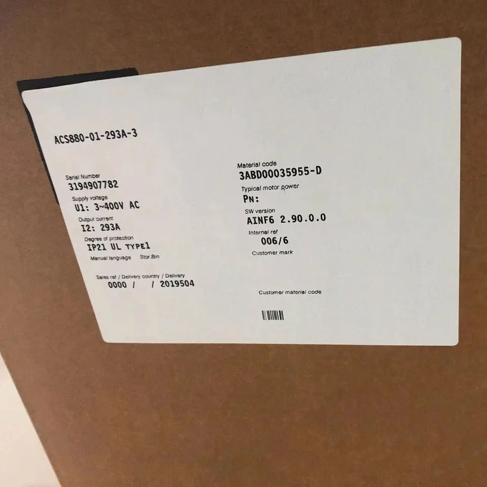Tout neuf ACS880-01-145A-3 ACS880-01-293A-3 ACS880-01-169A-3 ACS880-01-246A-3 Garantie d'un an