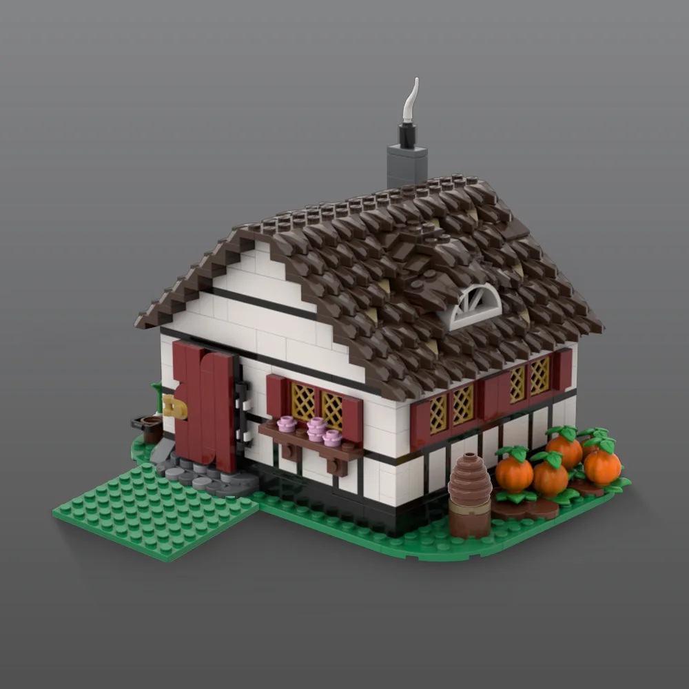 

MOC Old Medieval Farmhouse Modular Building Blocks Town Square Village Crops Architecture Bricks Toys Gifts